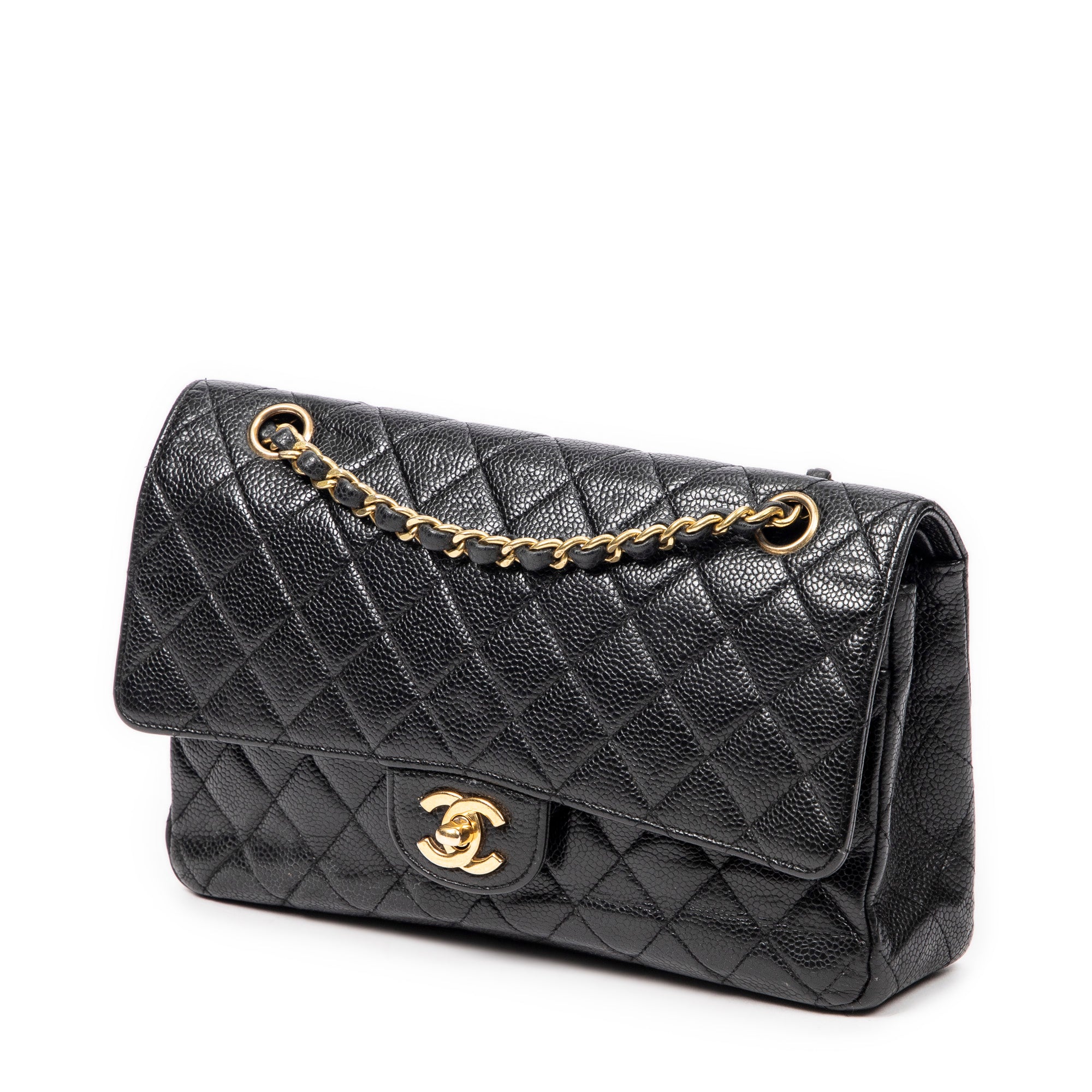 Shoulder Bag Classic Double Flap 26 Black Quilted Caviar Leather