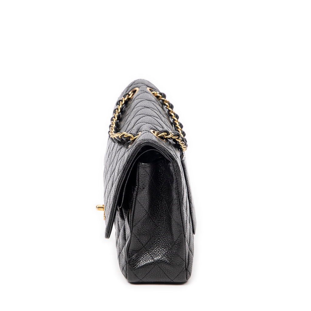 Shoulder Bag Classic Double Flap 26 Black Quilted Caviar Leather