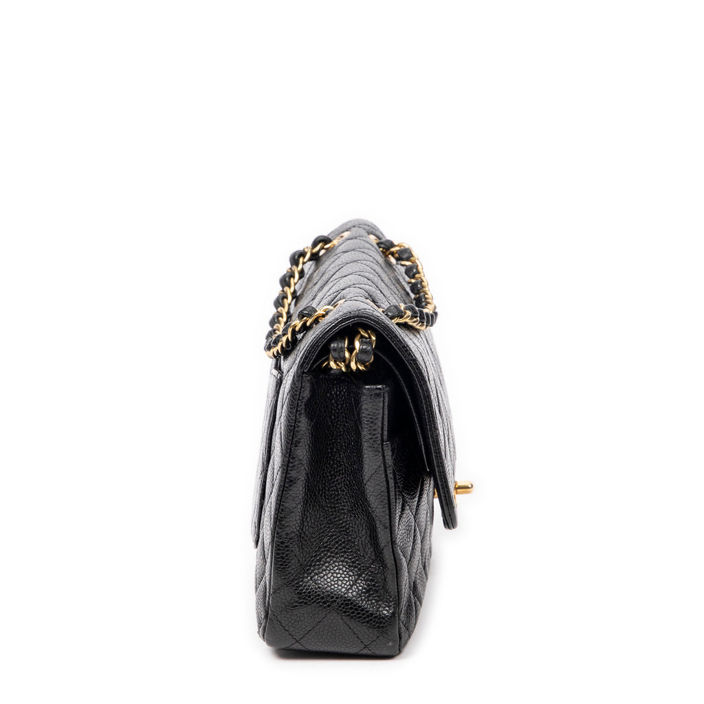 Shoulder Bag Classic Double Flap 26 Black Quilted Caviar Leather