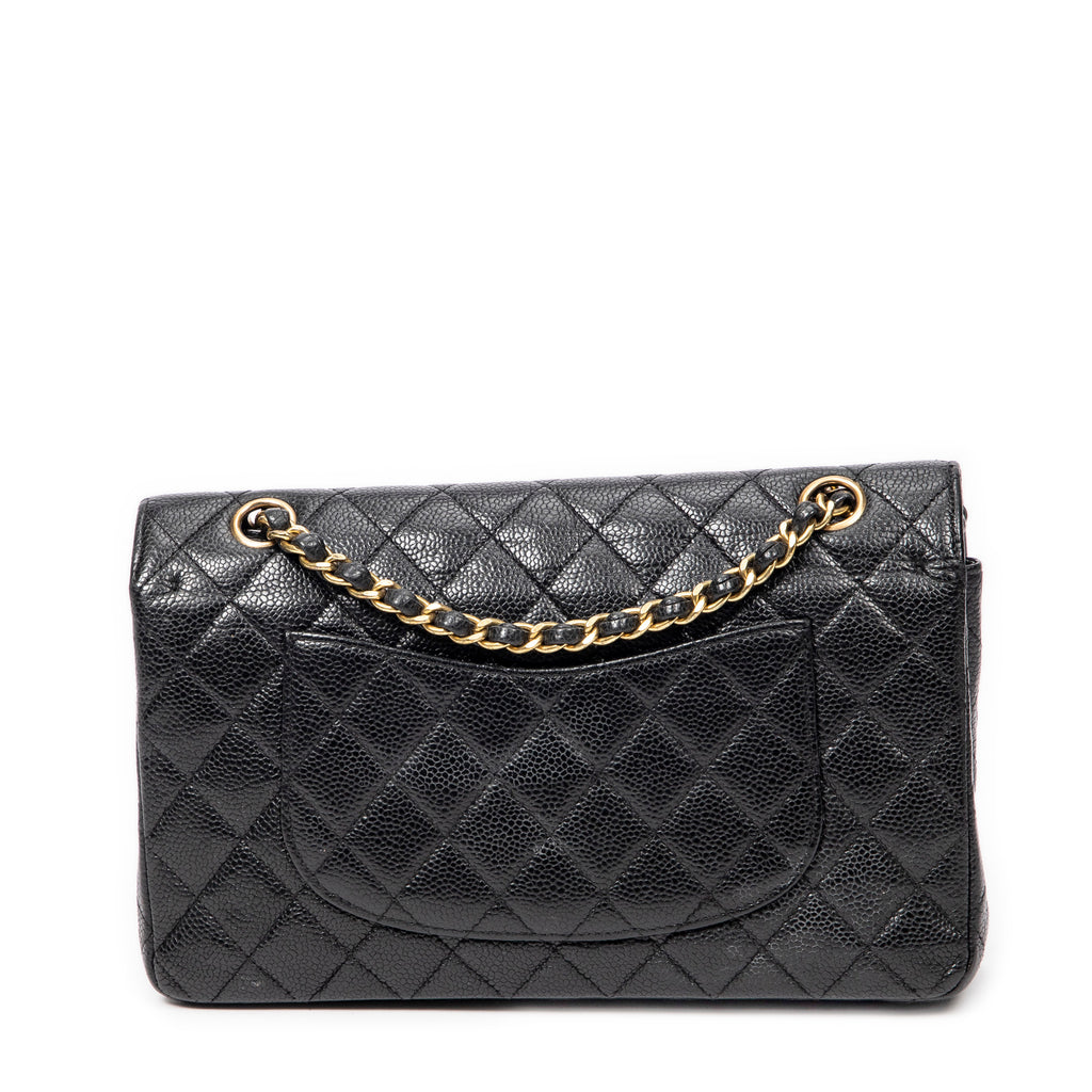 Shoulder Bag Classic Double Flap 26 Black Quilted Caviar Leather