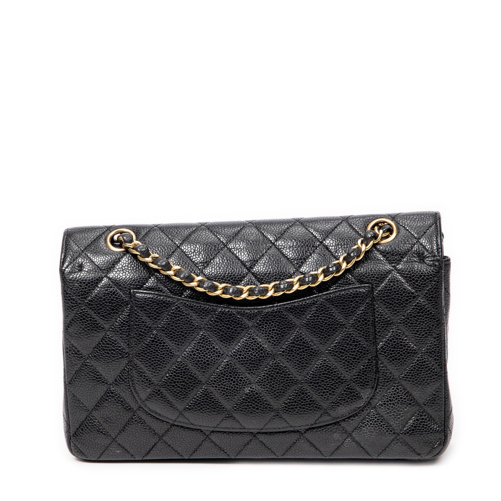 Shoulder Bag Classic Double Flap 26 Black Quilted Caviar Leather