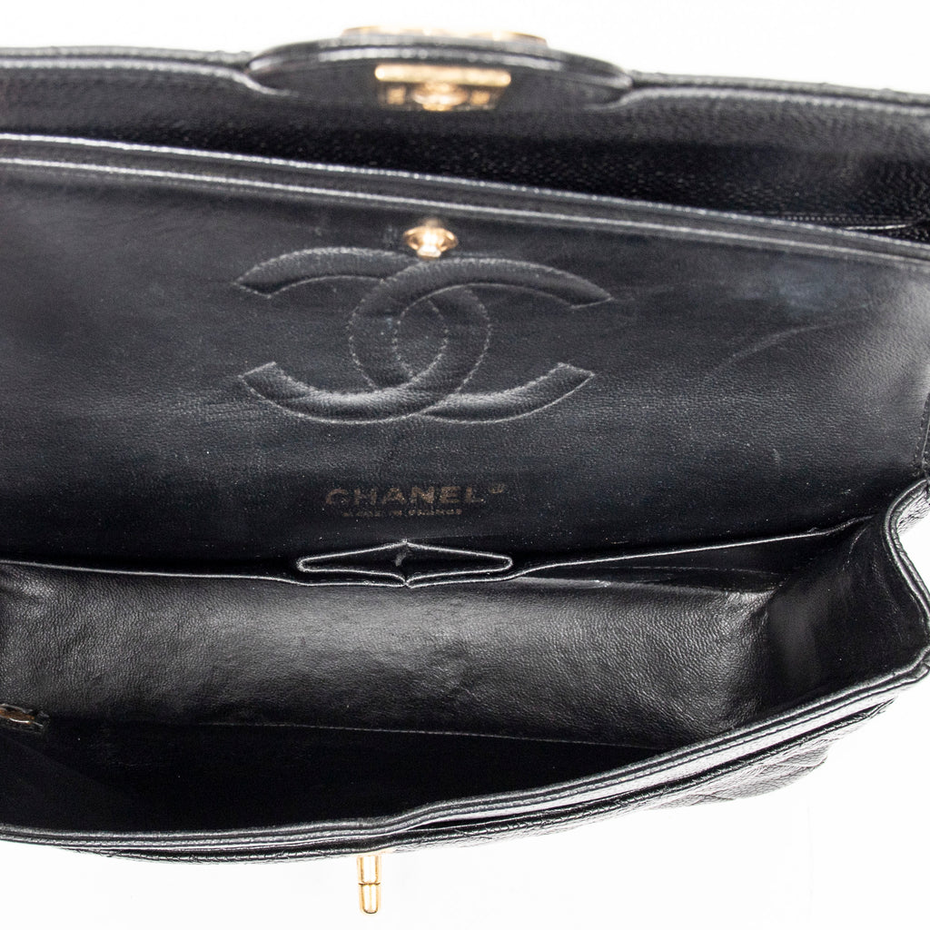 Shoulder Bag Classic Double Flap 26 Black Quilted Caviar Leather