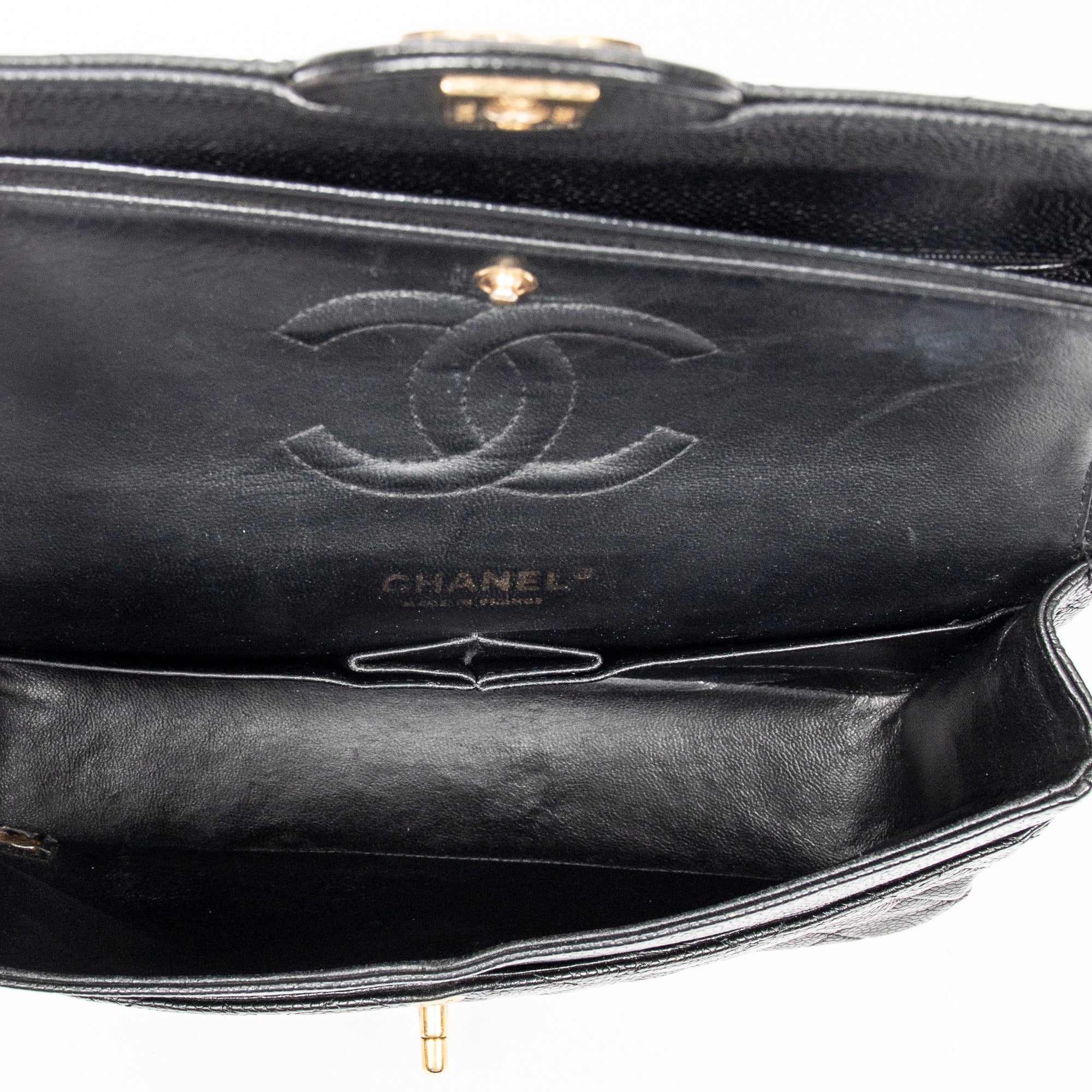Shoulder Bag Classic Double Flap 26 Black Quilted Caviar Leather