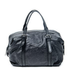 Shoulder Bag Canela Boston Bag Black Floral Embossed Leather