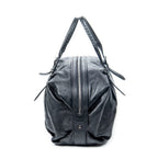 Shoulder Bag Canela Boston Bag Black Floral Embossed Leather