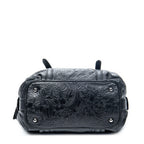Shoulder Bag Canela Boston Bag Black Floral Embossed Leather