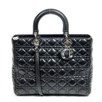 Shoulder Bag Large Lady Dior Zip Black Cannage Lambskin Leather