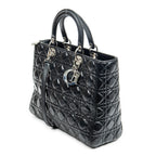 Shoulder Bag Large Lady Dior Zip Black Cannage Lambskin Leather