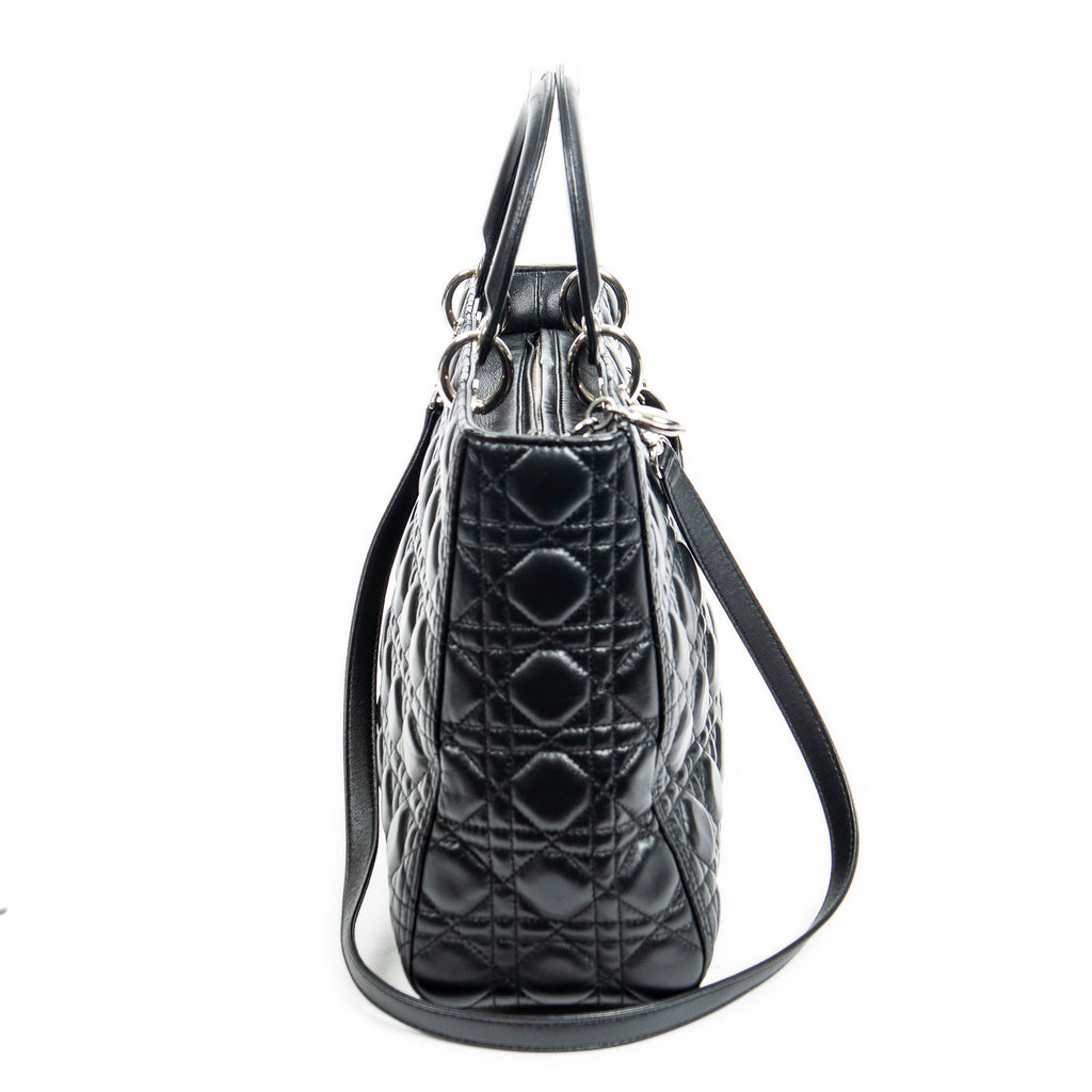 Shoulder Bag Large Lady Dior Zip Black Cannage Lambskin Leather