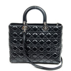 Shoulder Bag Large Lady Dior Zip Black Cannage Lambskin Leather