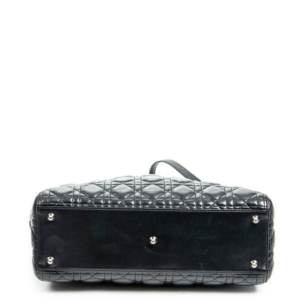 Shoulder Bag Large Lady Dior Zip Black Cannage Lambskin Leather