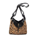 Shoulder Bag Small Hammock Black Leopard Print Pony Hair Canvas