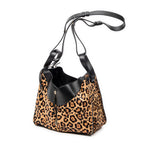 Shoulder Bag Small Hammock Black Leopard Print Pony Hair Canvas