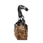 Shoulder Bag Small Hammock Black Leopard Print Pony Hair Canvas