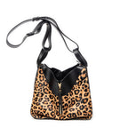 Shoulder Bag Small Hammock Black Leopard Print Pony Hair Canvas
