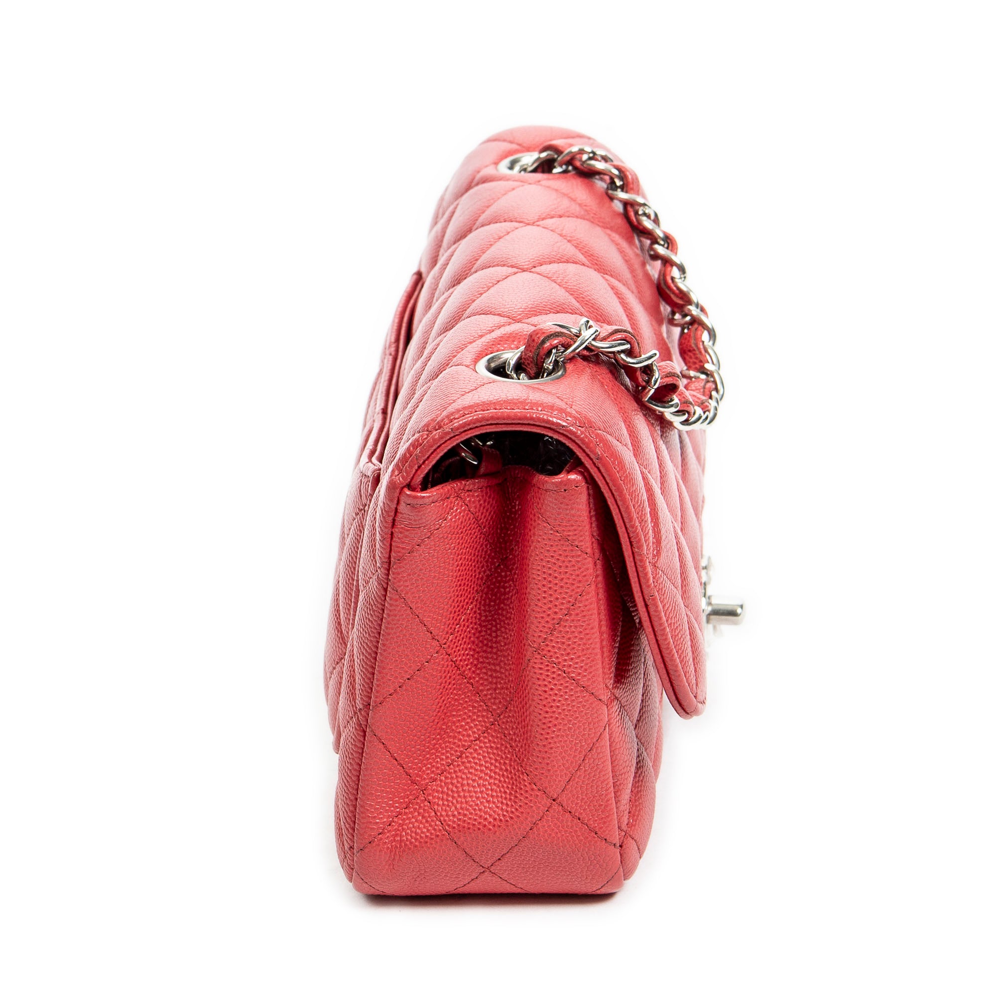 Shoulder Bag Mini Classic Single Flap Raspberry Pink Quilted Soft Caviar Leather