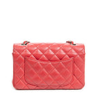 Shoulder Bag Mini Classic Single Flap Raspberry Pink Quilted Soft Caviar Leather
