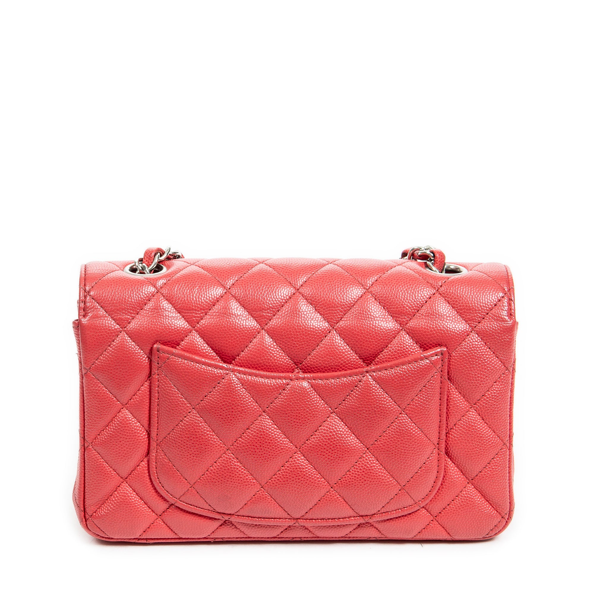 Shoulder Bag Mini Classic Single Flap Raspberry Pink Quilted Soft Caviar Leather