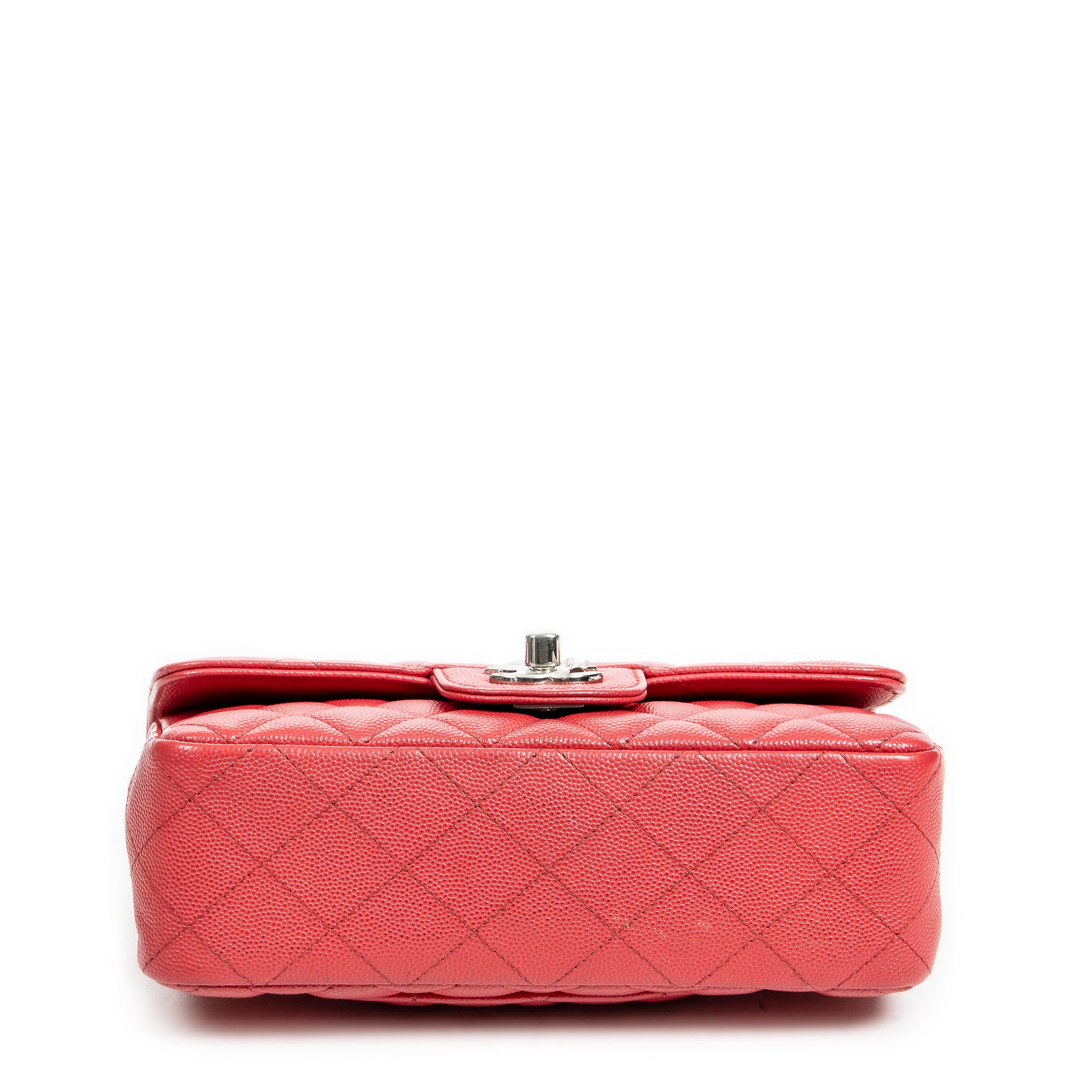 Shoulder Bag Mini Classic Single Flap Raspberry Pink Quilted Soft Caviar Leather