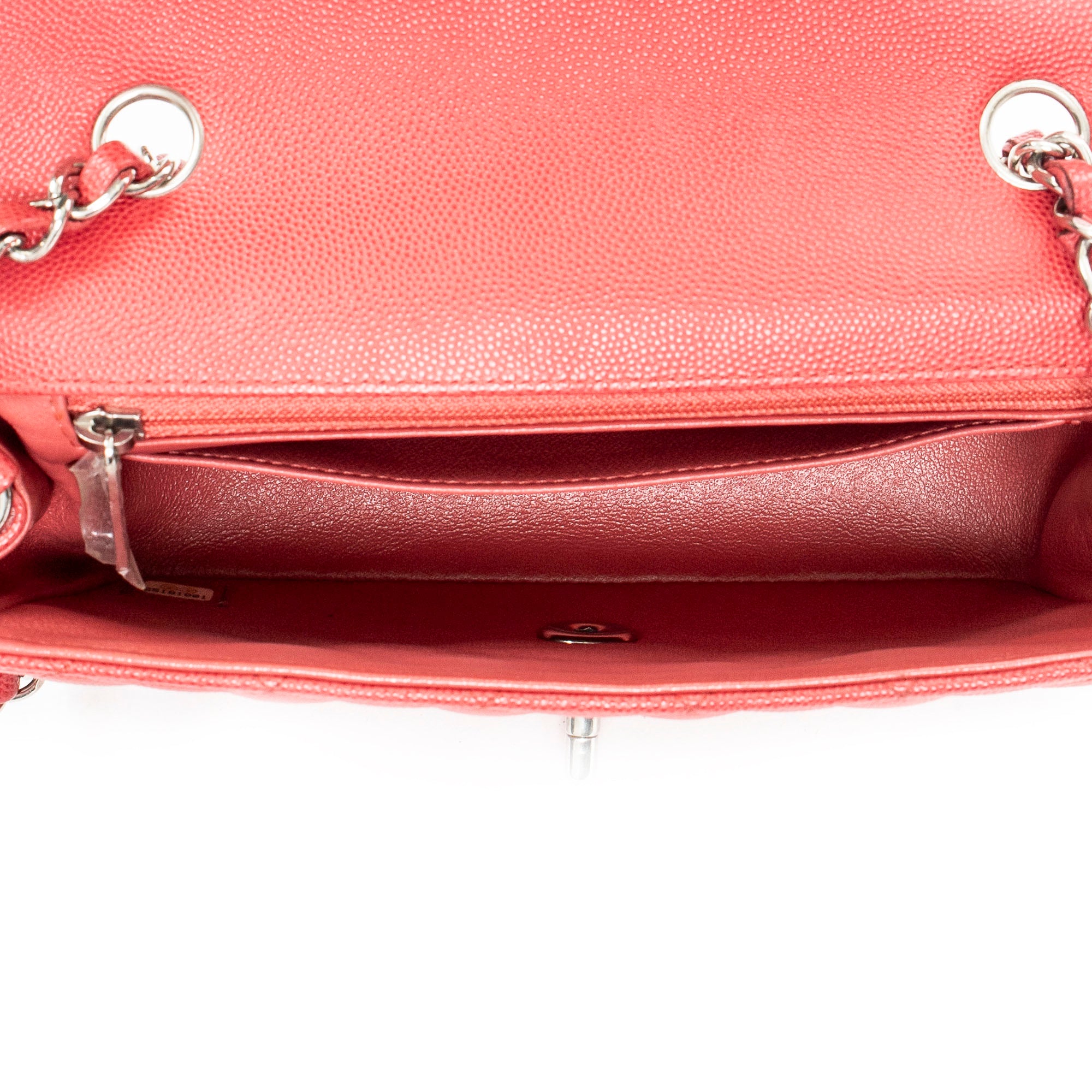 Shoulder Bag Mini Classic Single Flap Raspberry Pink Quilted Soft Caviar Leather