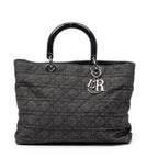 Shoulder Bag Large Soft Lady Dior Black Denim Cannage Denim Canvas