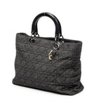 Shoulder Bag Large Soft Lady Dior Black Denim Cannage Denim Canvas