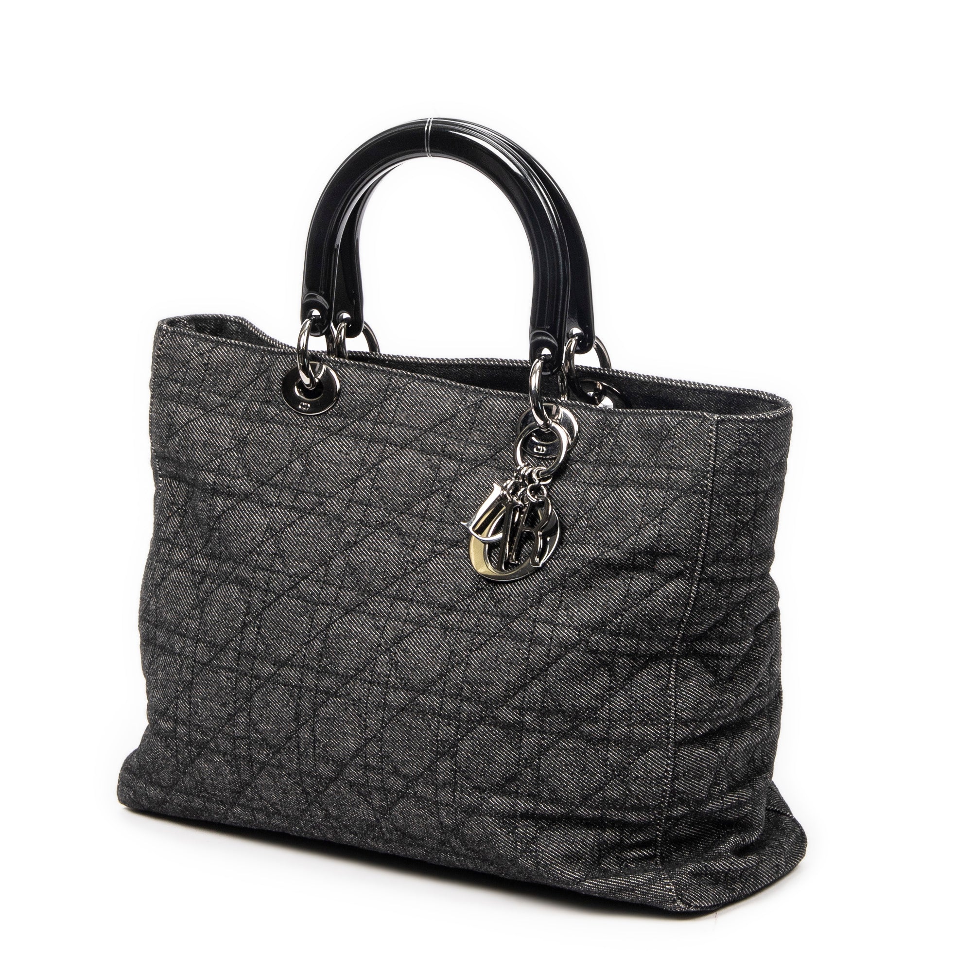 Shoulder Bag Large Soft Lady Dior Black Denim Cannage Denim Canvas