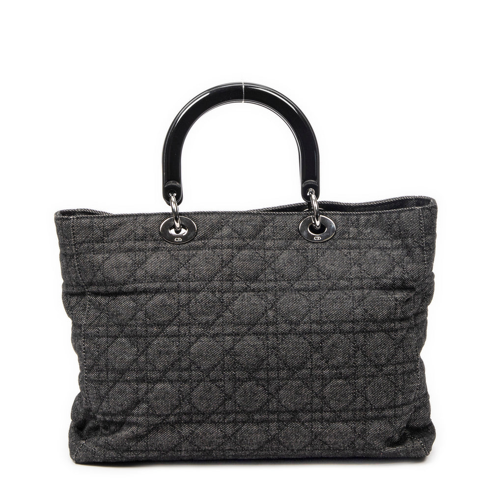 Shoulder Bag Large Soft Lady Dior Black Denim Cannage Denim Canvas