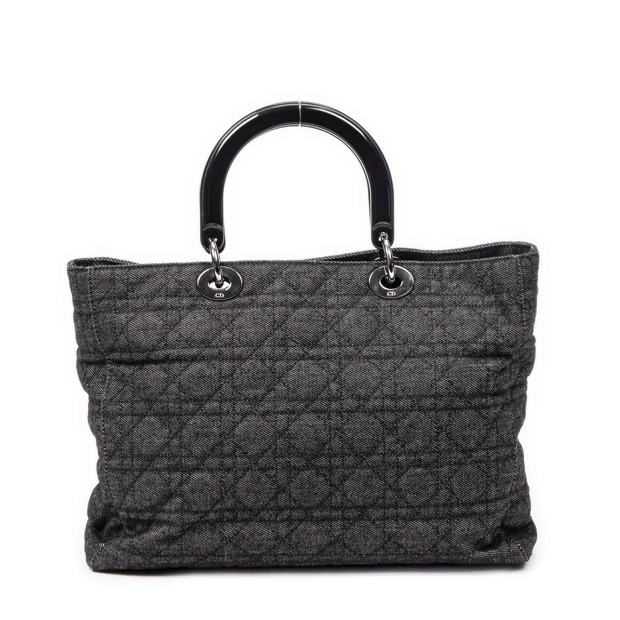 Shoulder Bag Large Soft Lady Dior Black Denim Cannage Denim Canvas