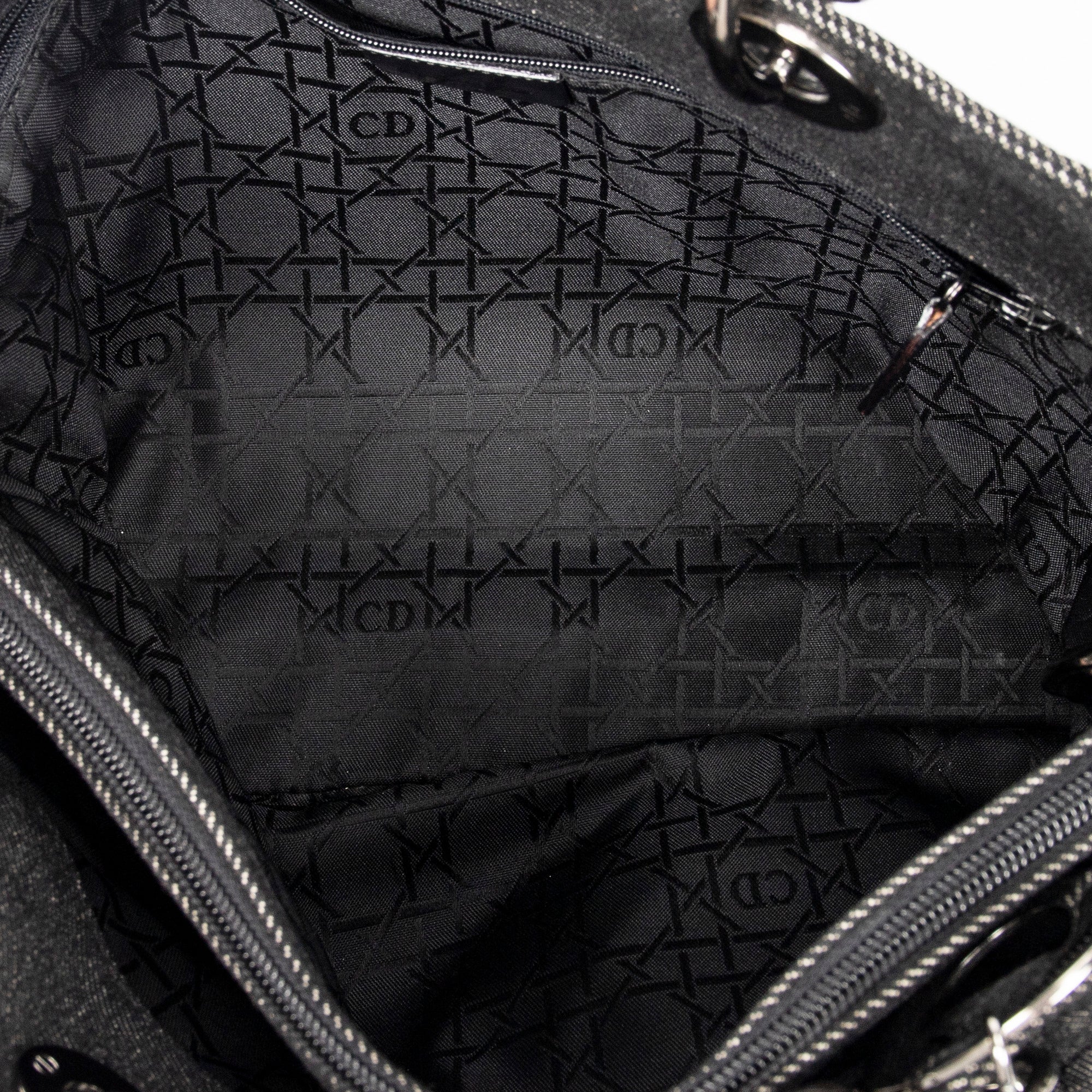 Shoulder Bag Large Soft Lady Dior Black Denim Cannage Denim Canvas