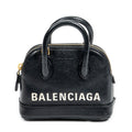 Bolso de hombro Mini Ville Top Handle Crossbody de piel de becerro granulada negra