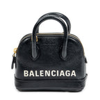 Bolso de hombro Mini Ville Top Handle Crossbody de piel de becerro granulada negra