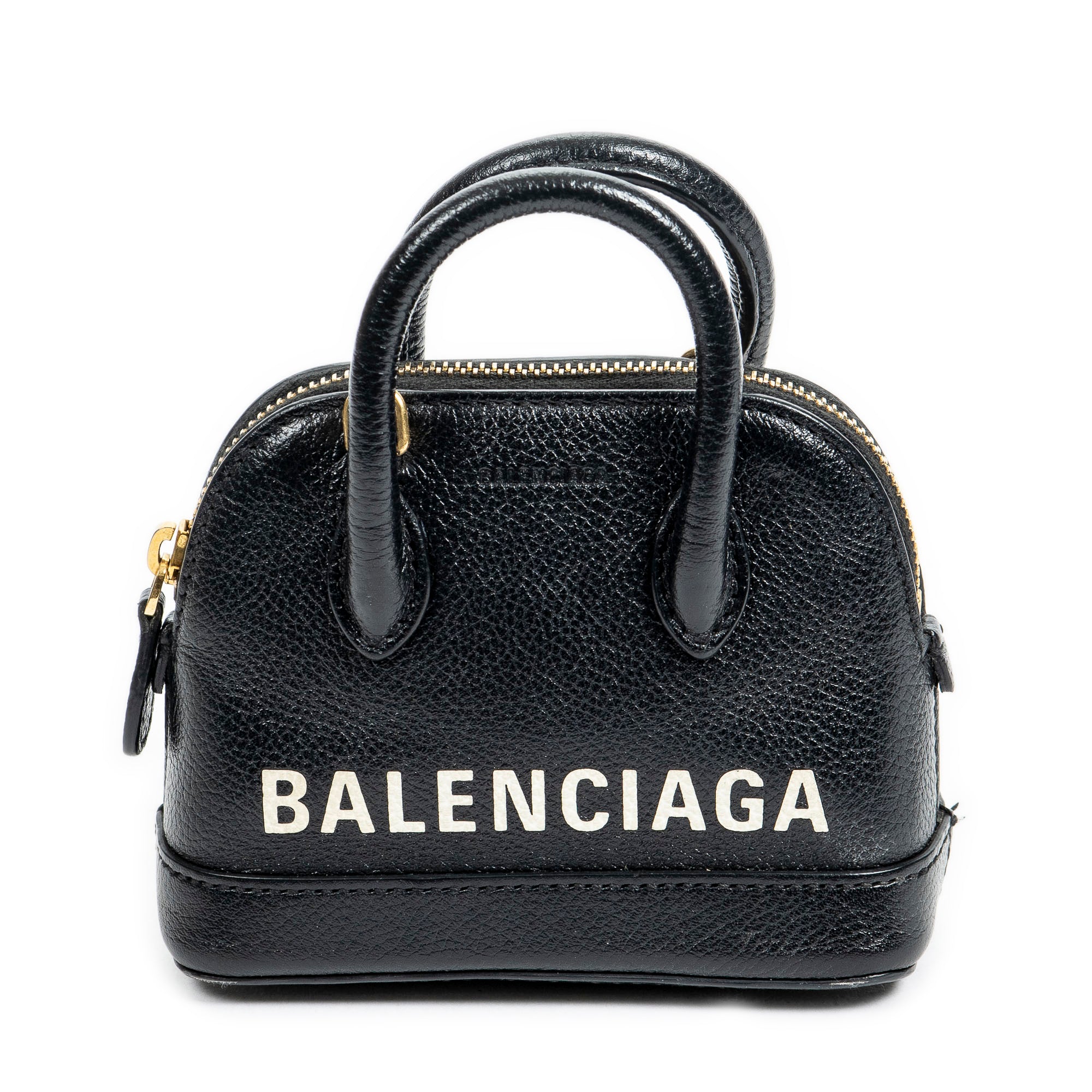 Shoulder Bag Mini Ville Top Handle Crossbody Black Grained Calfskin Leather