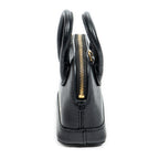 Bolso de hombro Mini Ville Top Handle Crossbody de piel de becerro granulada negra