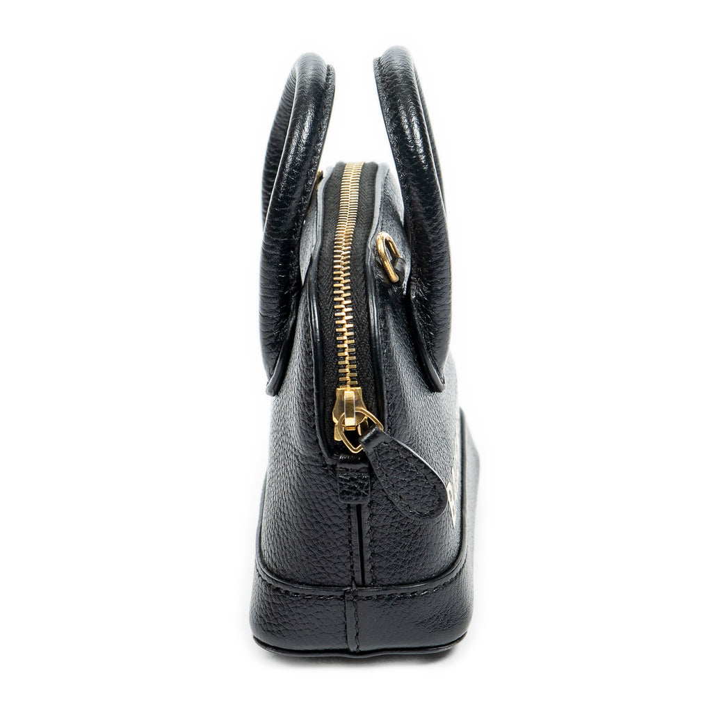 Bolso de hombro Mini Ville Top Handle Crossbody de piel de becerro granulada negra