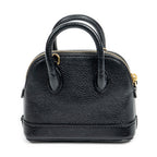 Bolso de hombro Mini Ville Top Handle Crossbody de piel de becerro granulada negra