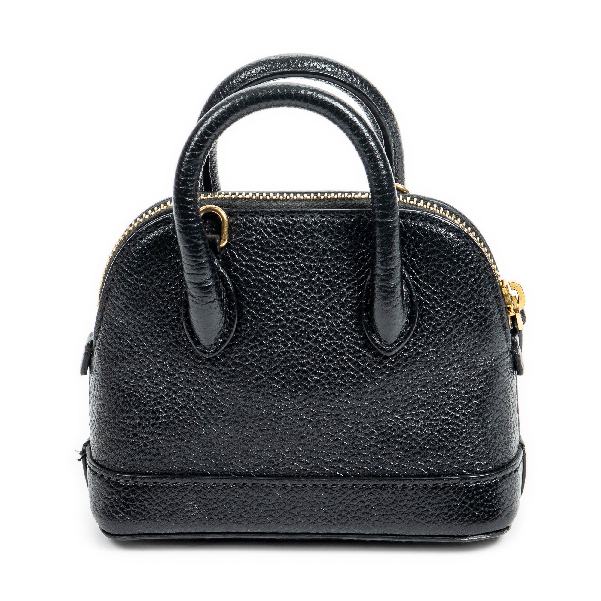 Shoulder Bag Mini Ville Top Handle Crossbody Black Grained Calfskin Leather