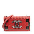 Bolso de hombro Tachonado Horizontal Boy Ladrillo Solapa Roja Cuero de Cordero Acolchado Tachonado