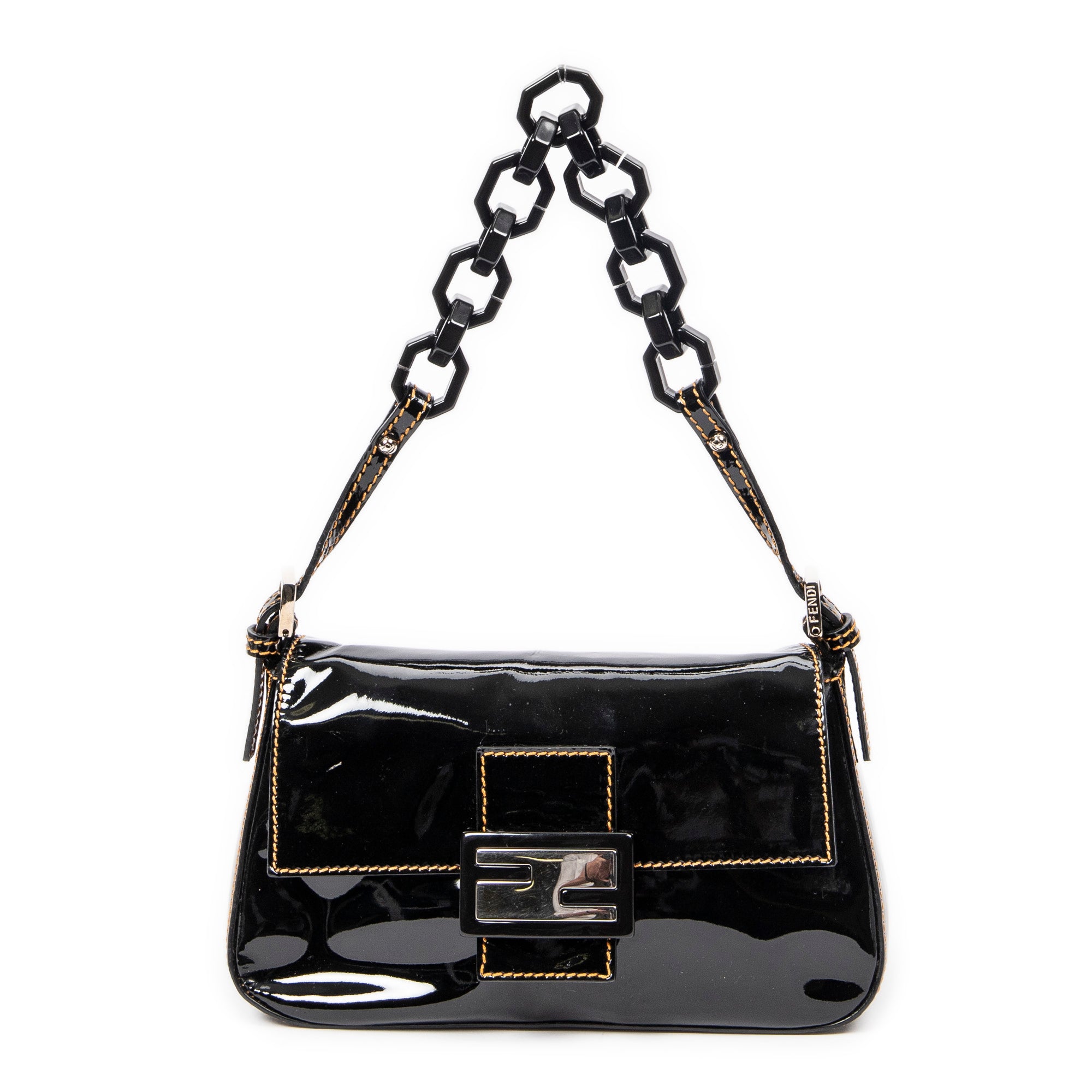 Shoulder Bag Mini Baguette Black Patent Leather
