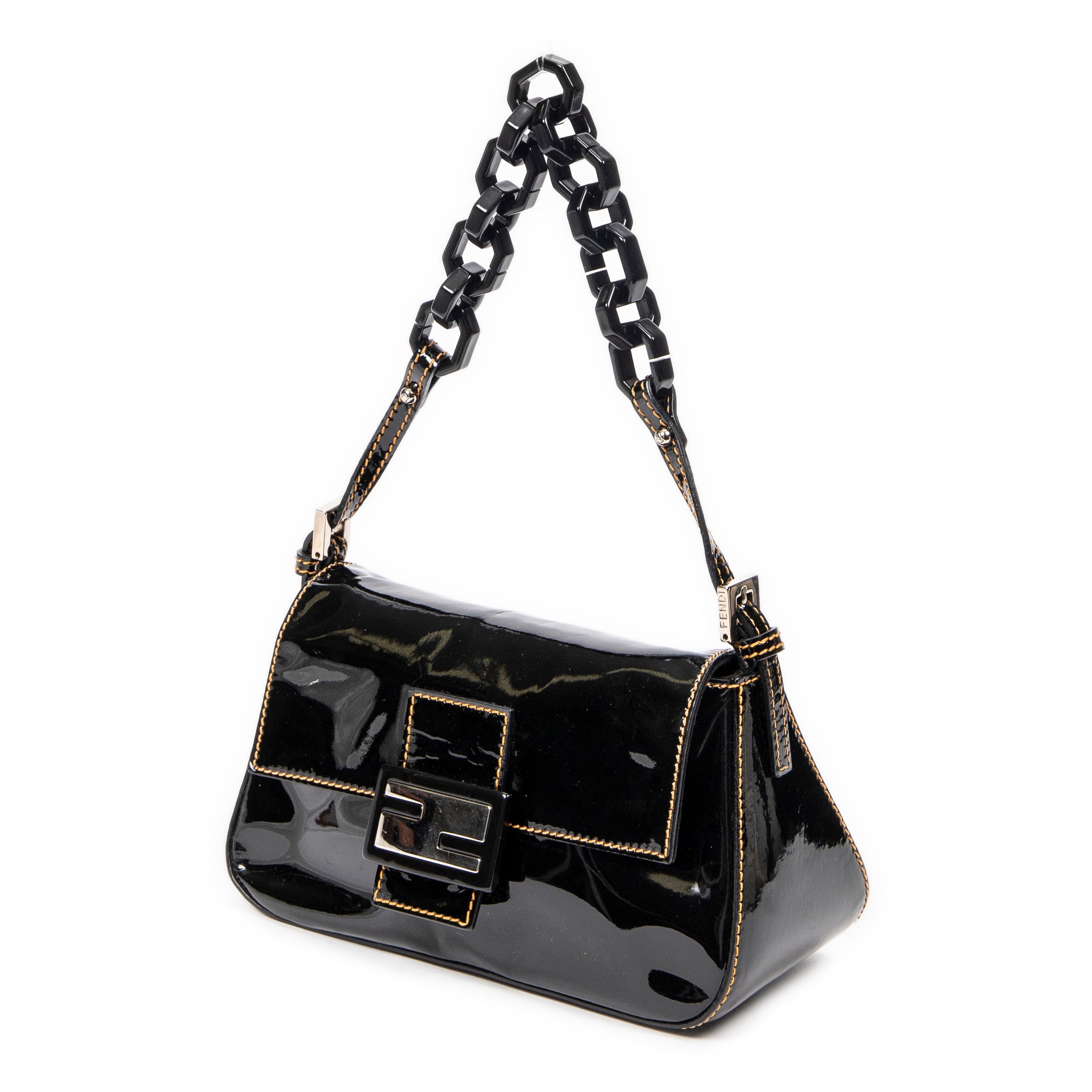 Shoulder Bag Mini Baguette Black Patent Leather