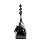 Bolso de hombro mini baguette de piel charol negra