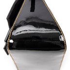 Bolso de hombro mini baguette de piel charol negra