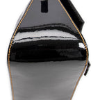 Bolso de hombro mini baguette de piel charol negra