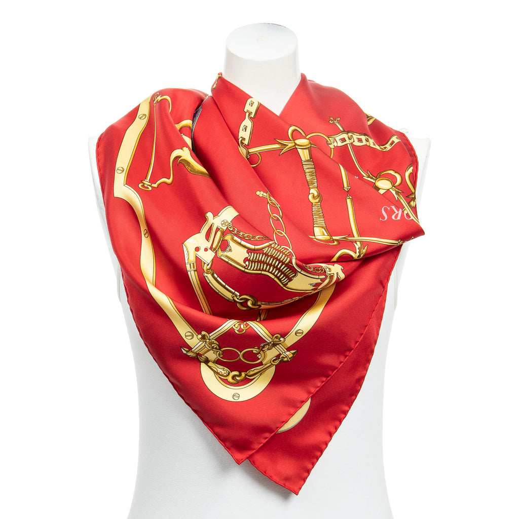 Scarf Scarf Mors & Gourmettes Red 100% Twill Silk