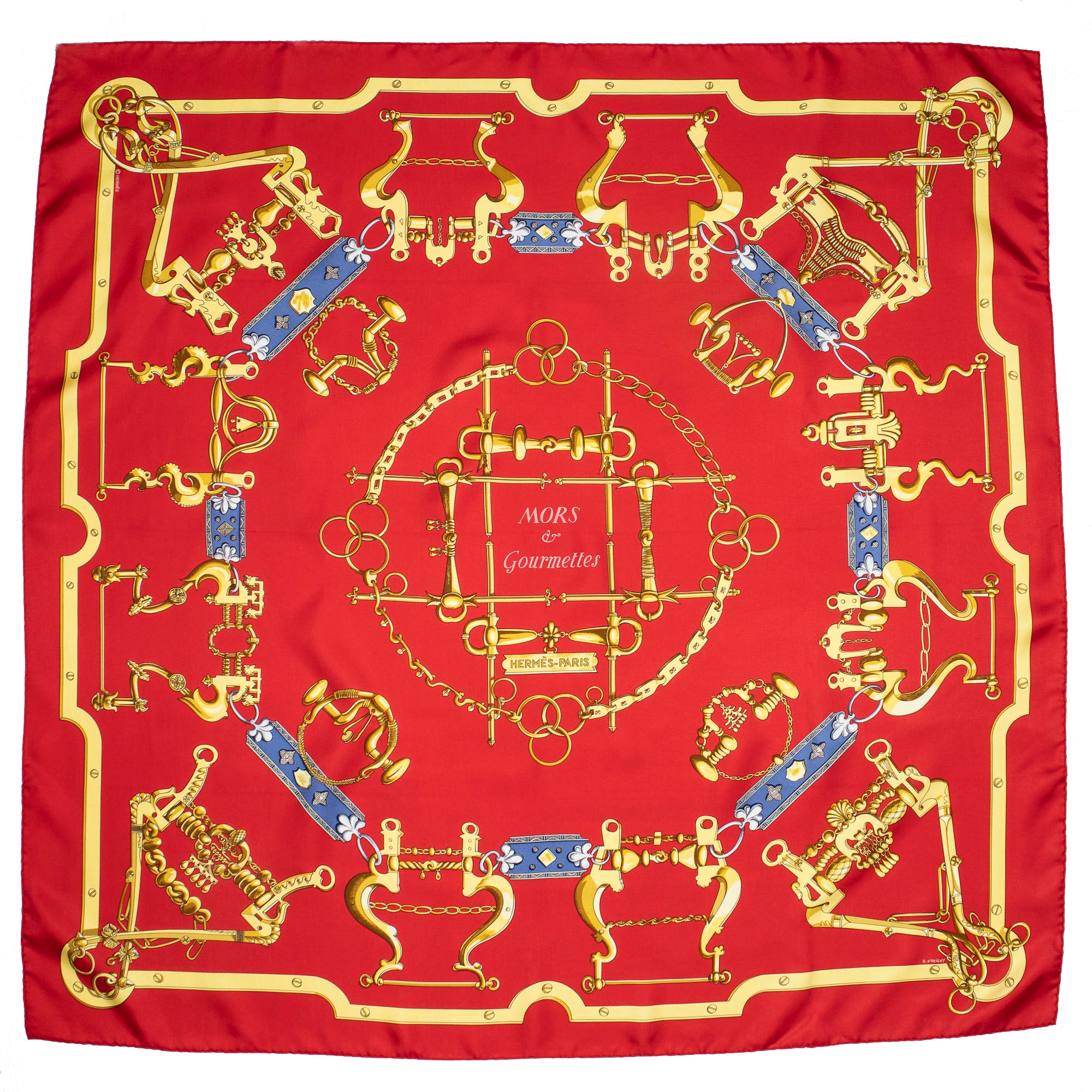 Scarf Scarf Mors & Gourmettes Red 100% Twill Silk