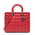 Shoulder Bag Large Lady Dior Zip Red Cannage Lambskin Leather