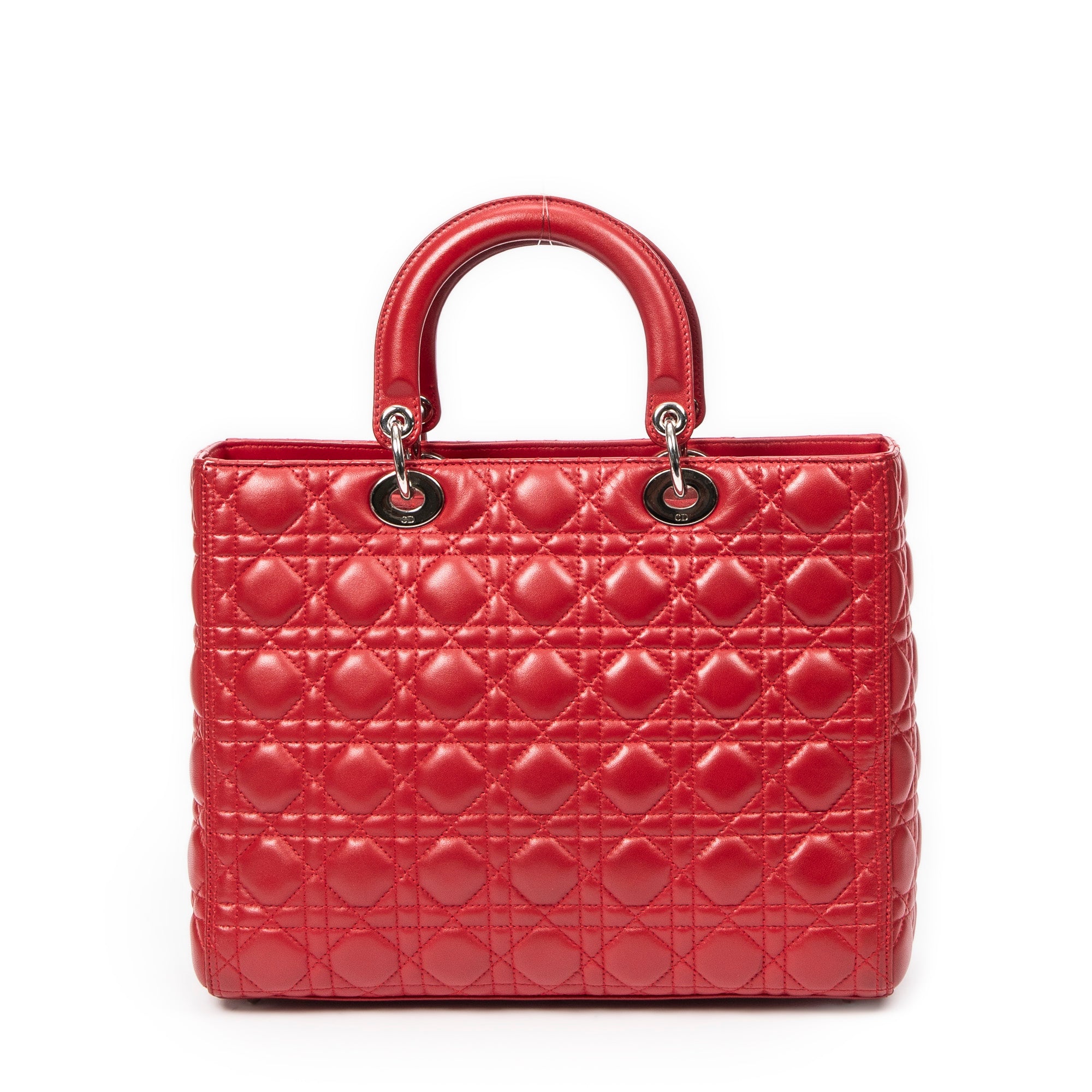 Shoulder Bag Large Lady Dior Zip Red Cannage Lambskin Leather