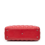 Shoulder Bag Large Lady Dior Zip Red Cannage Lambskin Leather