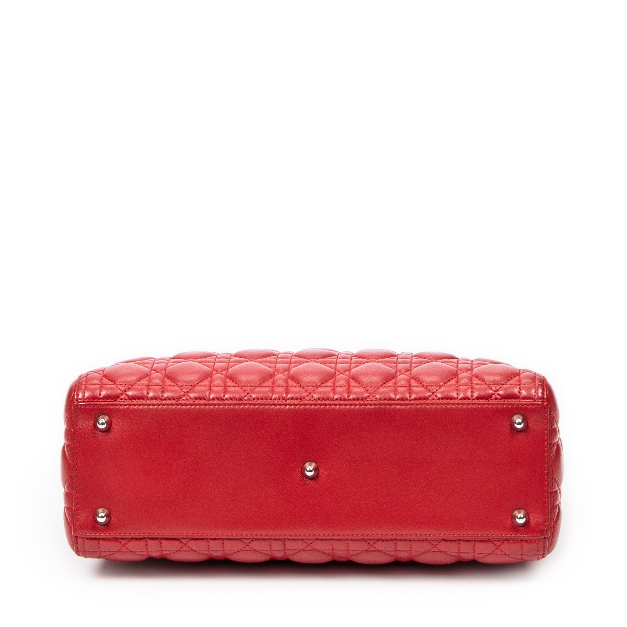 Shoulder Bag Large Lady Dior Zip Red Cannage Lambskin Leather