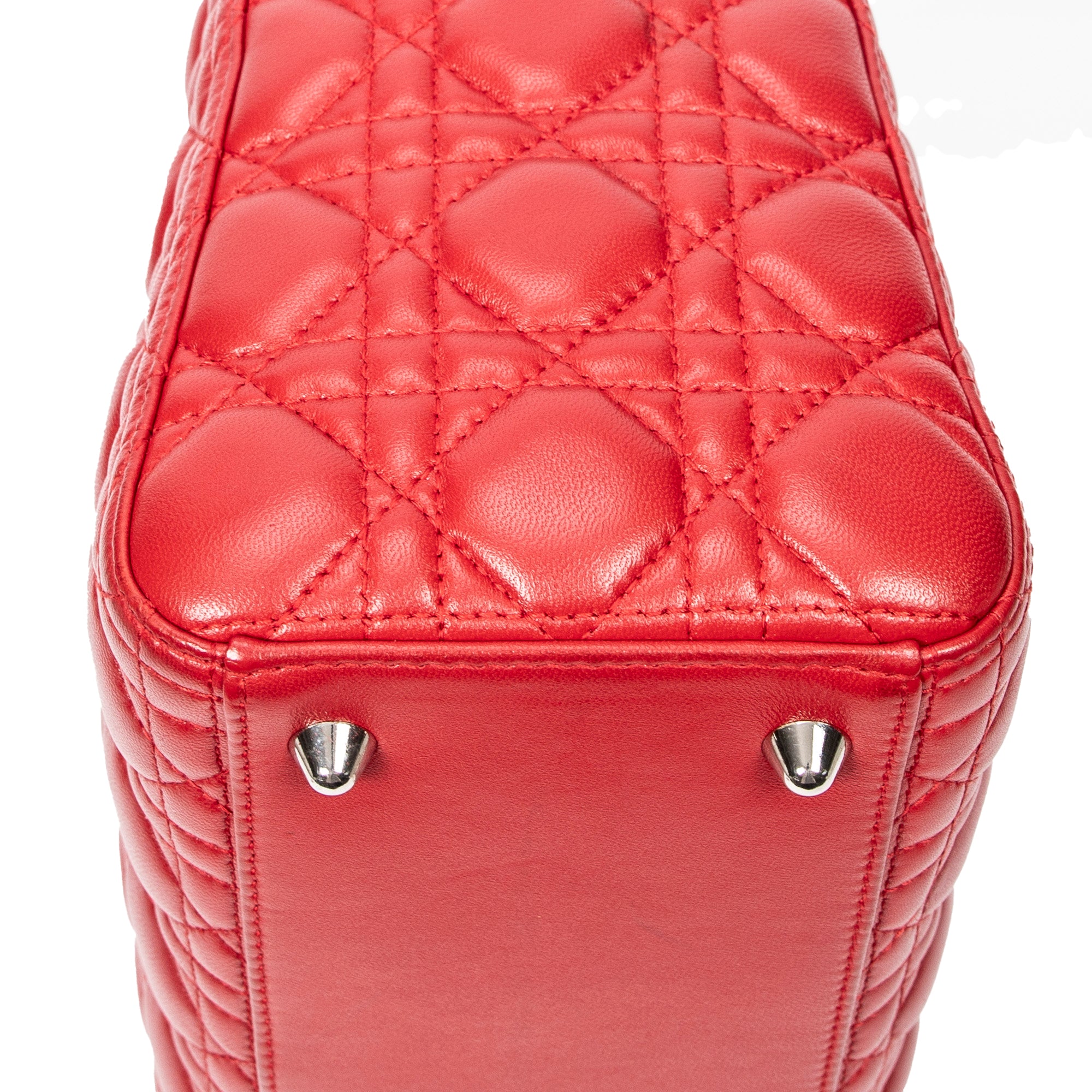 Shoulder Bag Large Lady Dior Zip Red Cannage Lambskin Leather